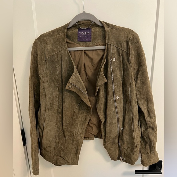 Great Condition: Green Genuine Suede Jacket from Violeta by Mango. Plus Size. - Picture 2 of 6